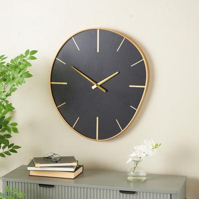 Value Selection Black Gold Wavy Silent Decorative Wall Clock Black Gold Wavy Silent Decorative Wall Clock