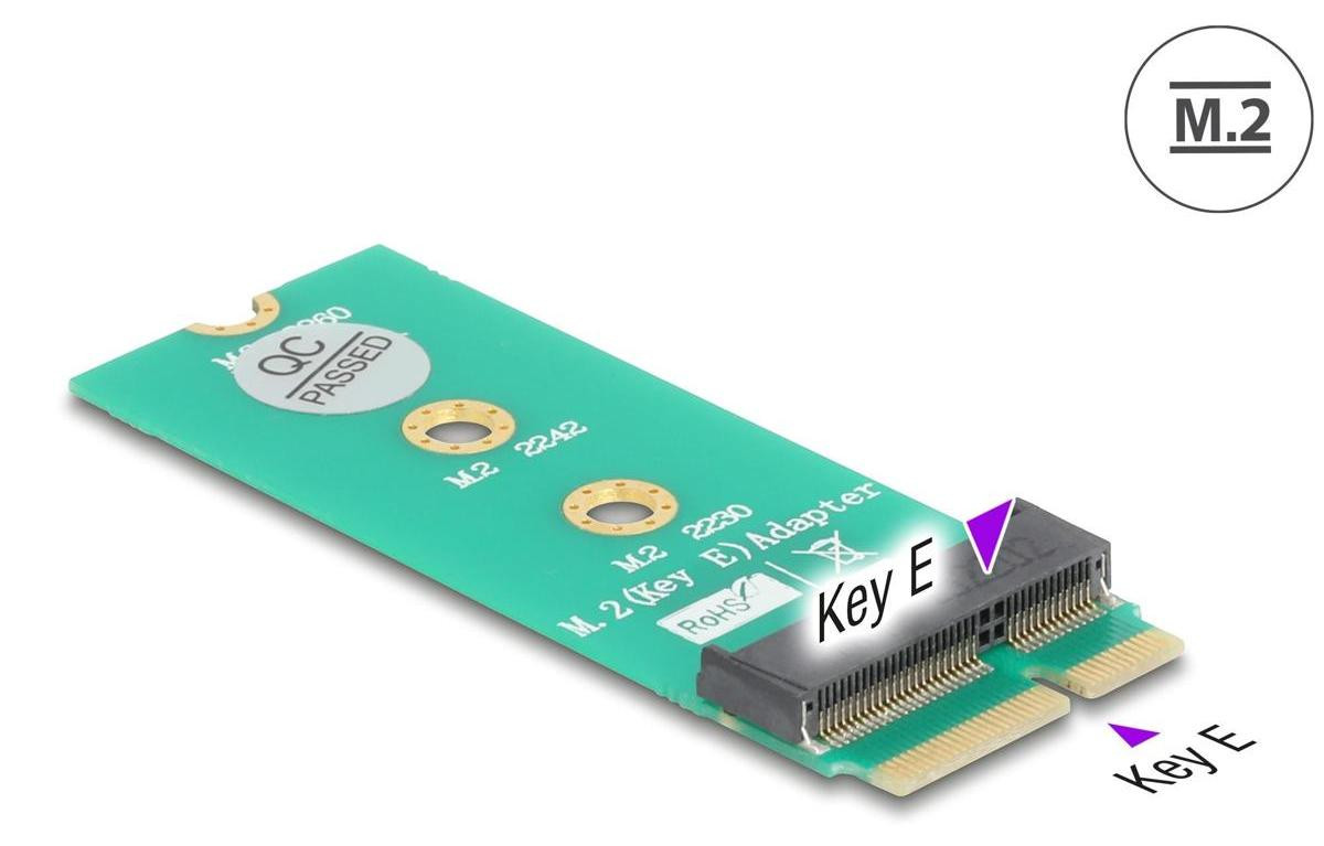 Delock Interfaceadapter M.2 Key E mannelijk naar M.2 Key E vrouwelijk voor M.2 2260 kaarten