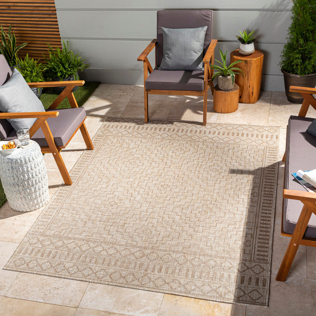 World Menagerie Lordsburg Vintage Look Machine Woven Vanilya, Beige Indoor / Indoor & Outdoor Area Rug Beige Rectangle 200 X 275 cm