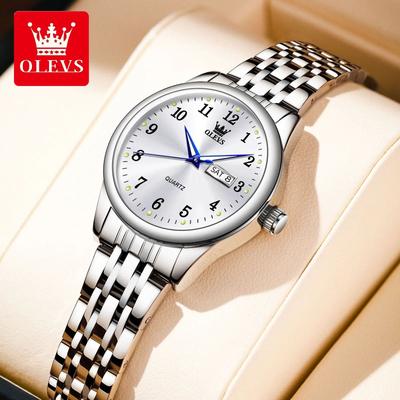 Inspire Select OLEVS Elegance Waterproof Stainless Steel Women's Quartz Watch white