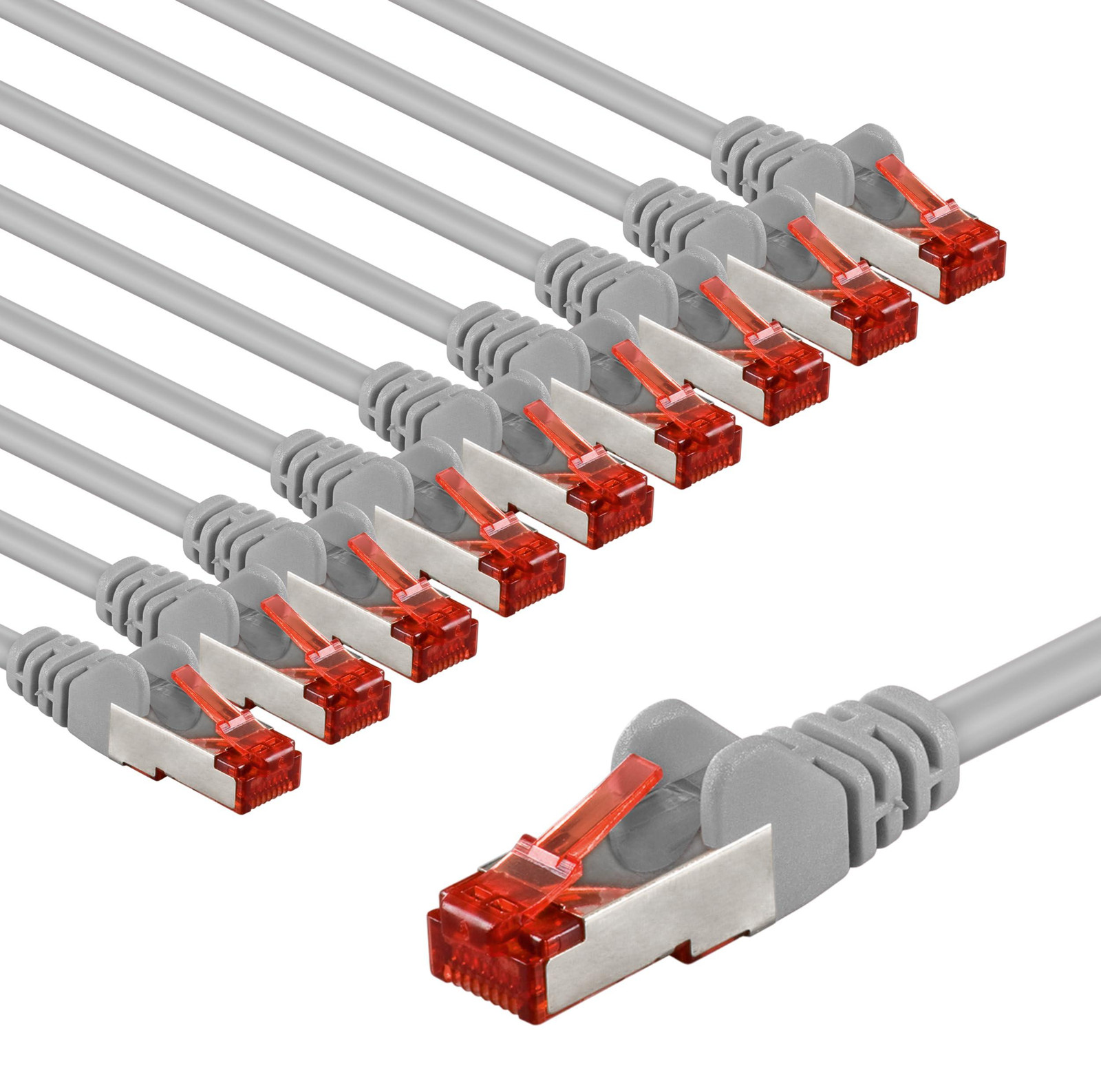 Goobay 65995 CAT6 netwerkkabel set van 10 stuks, afgeschermde S/FTP/CU Ethernet patchkabel