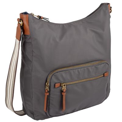 Hobo CAMEL ACTIVE "Bari", Damen, Gr. B/H/T: 35cm x 38cm x 13cm, grau, Nylon, kontrastfarbene Details, Taschen Hobo, aus hochwertigem matten Nylon mit gestreiftem Gewebeband