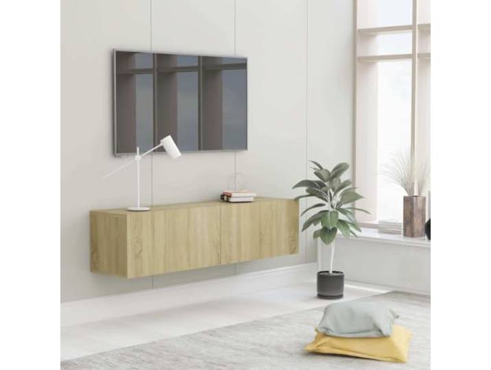 HEFZGDB TV-Schrank Sonoma-Eiche 120x30x30 cm Holzwerkstoff mit 2 Fächern Wandmontage Aufbewahrung