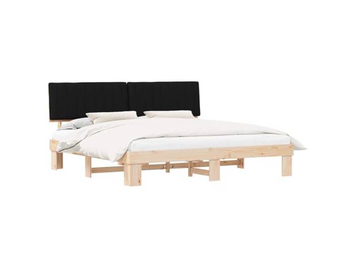 SDWEHBJ Bettgestell 211 x 203 x 93 cm mit Gepolstertem Kopfteil, Massives Kiefernholz, Schwarz, für Kaiserbett 200 x 200 cm