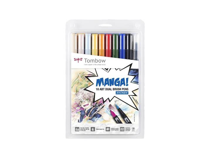 Faserstift TOMBOW Manga Shonen 12 S , bunt, Kunststoff, Stifte, Faserstift, Wasservermalbar