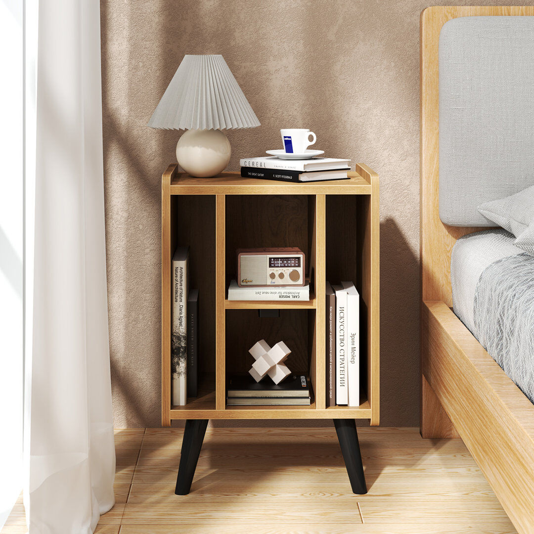 George Oliver 67 cm H Media Shelves Natural 67cm H X 43cm W X 34cm D