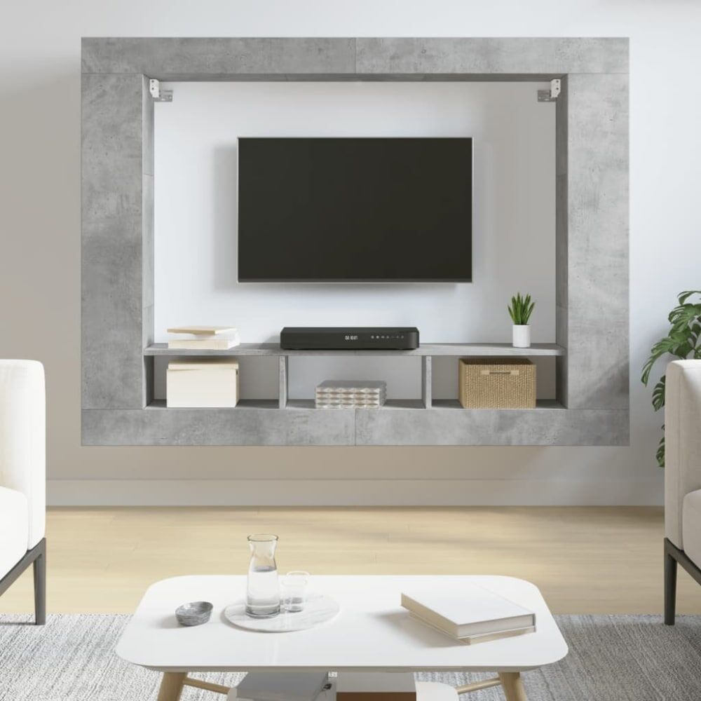 Maison Chic Mueble tv madera de gris 152x22x113 cm