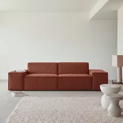 Dario - Sofa aus Mahagonistoff, 2-Sitzer, modulare Armlehnen