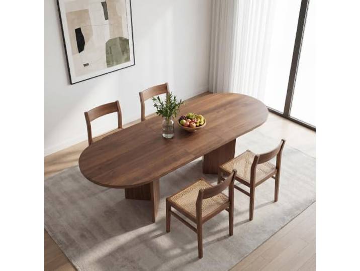 VILUXE Ausziehtisch 160-200x90 cm Nussbaum Ausziehbarer MDF-Esstisch mit 18-mm-Tischplatte und abgerundeten Ecken, für Küche, Esszimmer und Familien