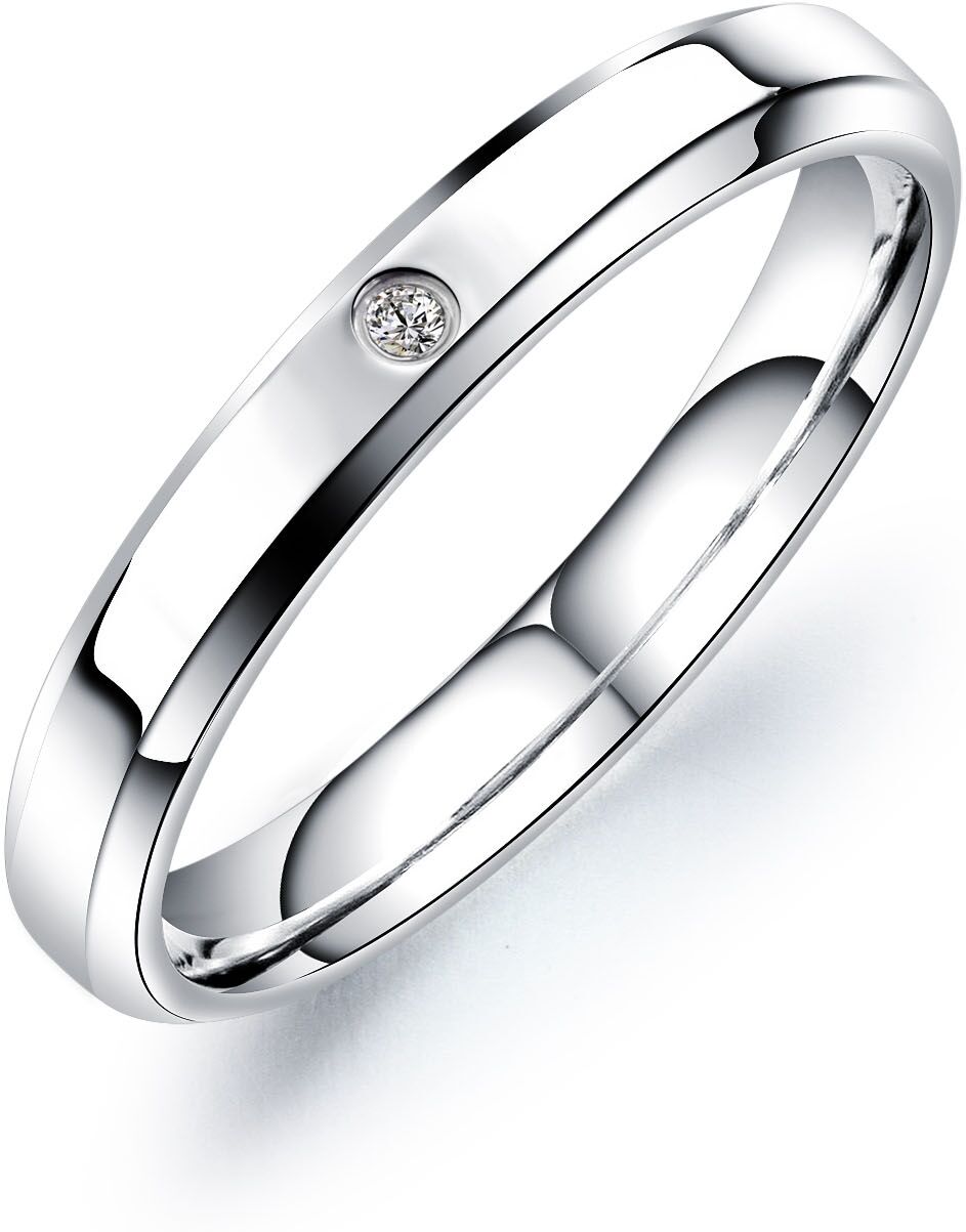 Partnerring FIRETTI "Schmuck Geschenk "LIEBE" Shine" Gr. 52, silber (edelstahlfarben, kristallweiß), Fingerringe, Damen, 52, Edelstahl, 3mm, Partnerring, mit Zirkonia (synth.) edelstahlfarben, kristallweiß 52, Edelstahl, 3mm