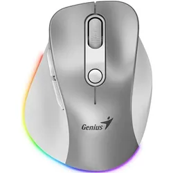 Genius Ergo 9000S Pro/Ergonomická/Optická/Pro praváky/2 400 DPI/Bezdrátová USB + Bluetooth/Stříbrná (Kabellos), Maus, Silber
