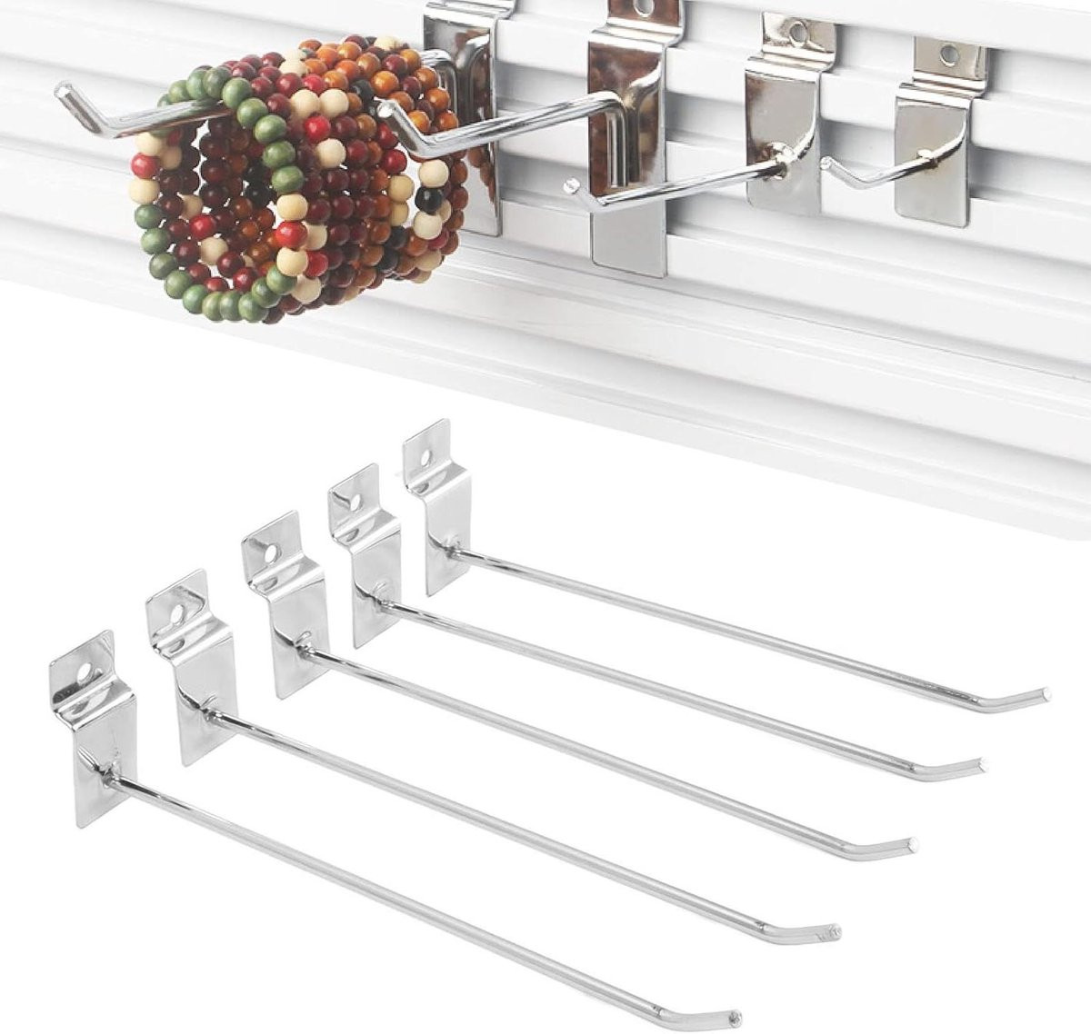 Zilveren Supermarkt Plank Haken voor Slatwall - 20 cm