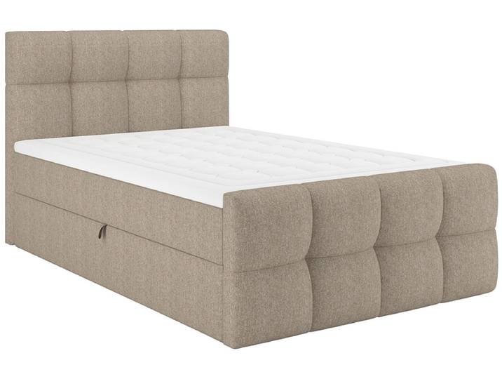 Boxspringbett BELLAGIO hellbraun 140x200cm halbfest