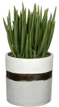 House of Silk Flowers Faux Sea Aloes in Sanded White/ Bronze/ Grey Ceramic Vase