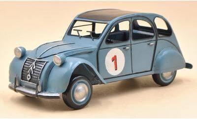 Bronzhaus 1950 Citroen 2Cv Car Automobile Number 1 Blue Vintage Artwork Figurine