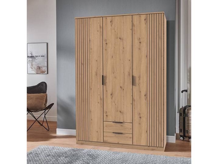 Lomadox Kleiderschrank LAZISE-43 Drehtürenschrank 135cm, Artisan Eiche