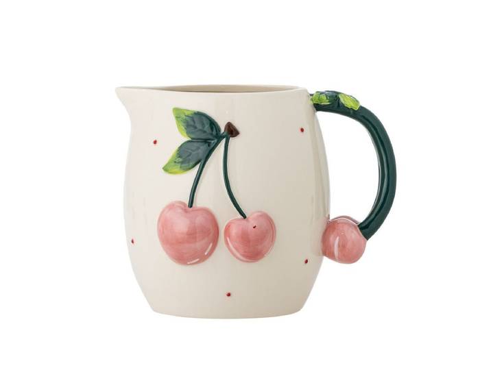 Krug Cerise – Handbemaltes Steingut mit Kirschmotiven - Rosé - Luxusbetten24