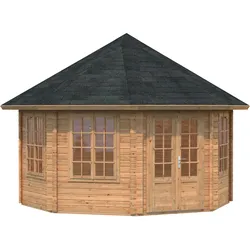 Palmako Pavillon Hanna 14,1 m2 - 44 mm Hellbraun tauchimprägniert