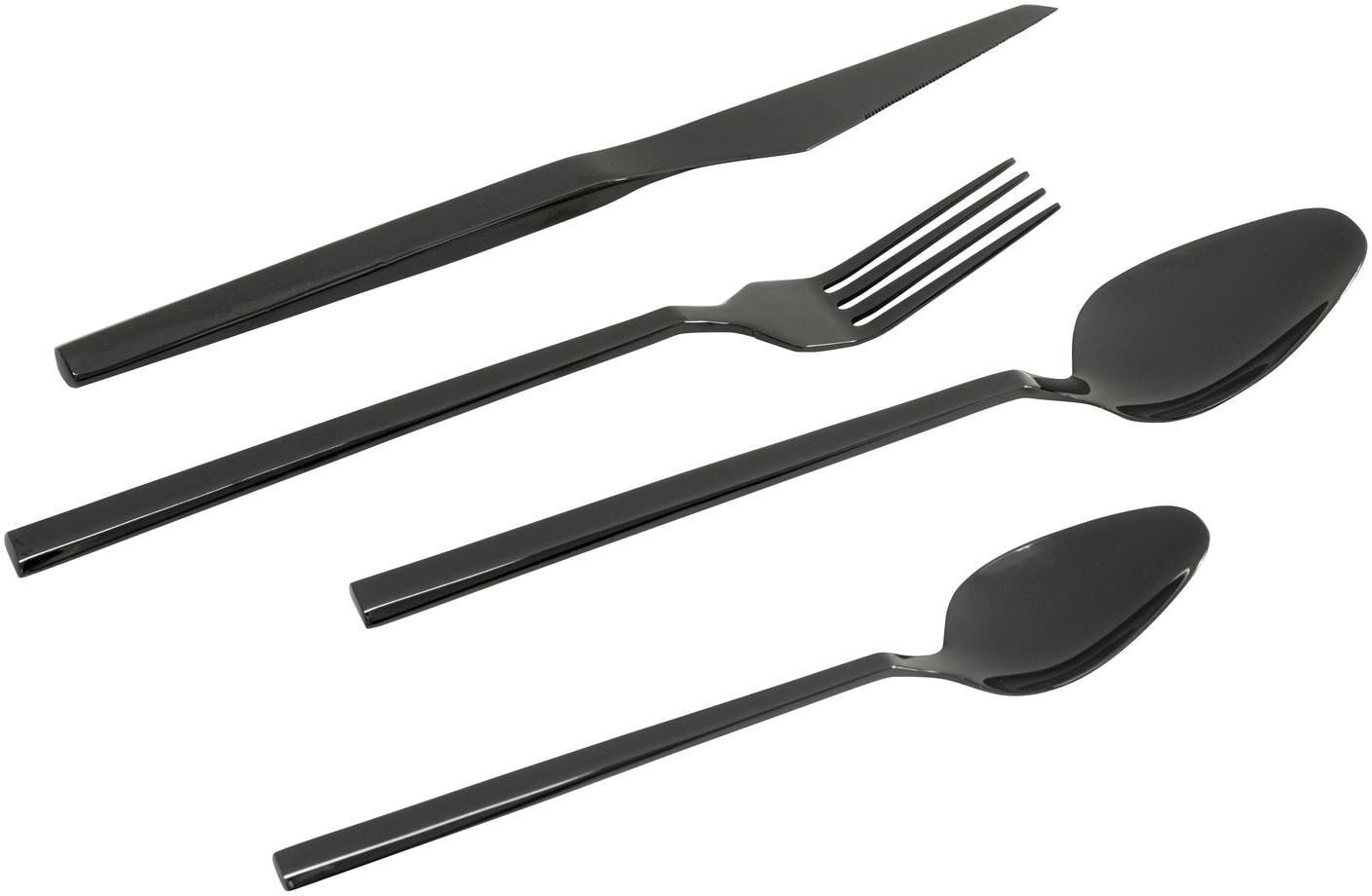 Besteck-Set KARE DESIGN "Adella, 16-teilig", schwarz, 16, Edelstahl, Essbesteck-Sets, Besteck-Set schwarz 16
