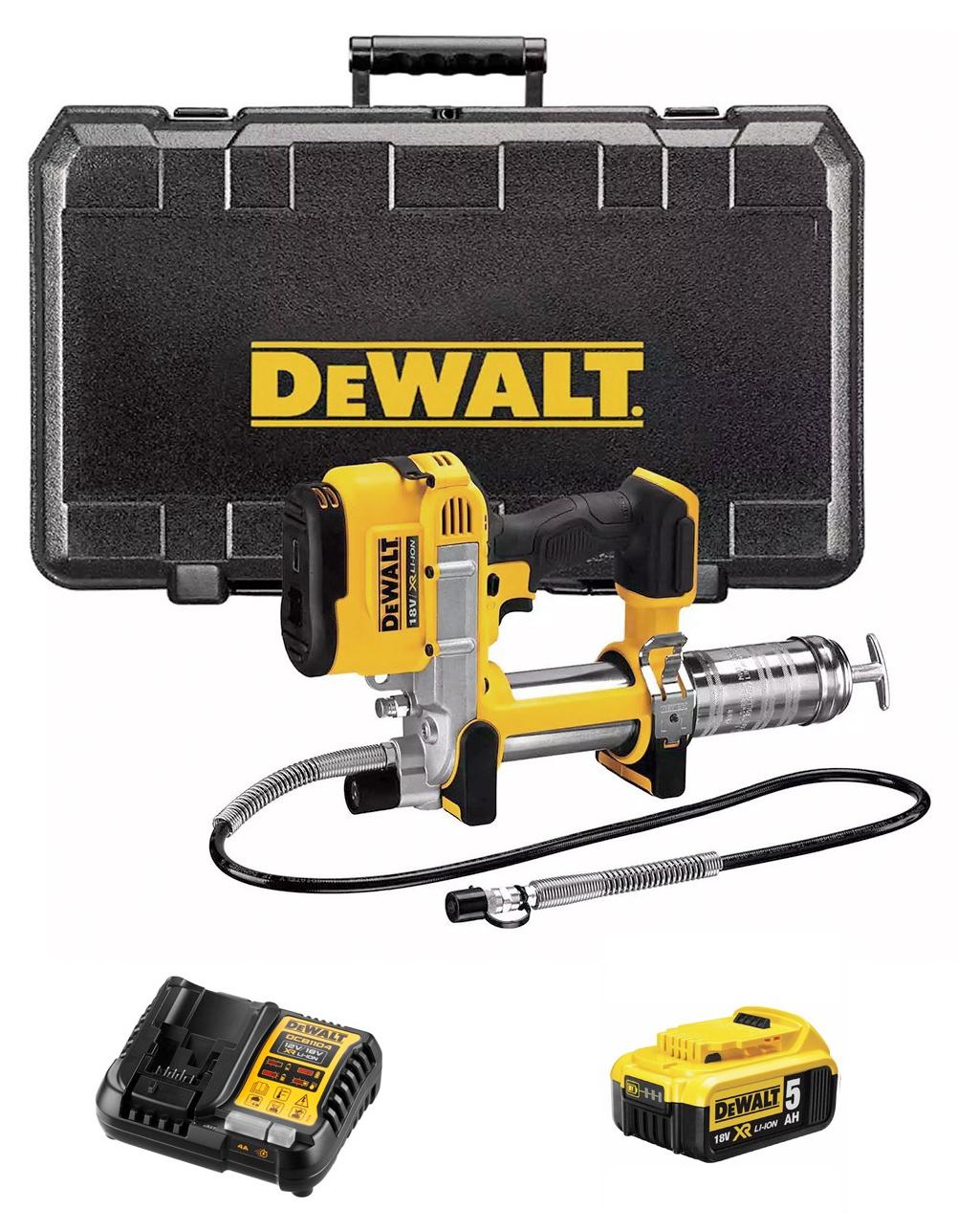 Fettpresse DeWALT DCGG571P1K (1 x 5,0 Ah + DCB1104 + Maletín de transporte)
