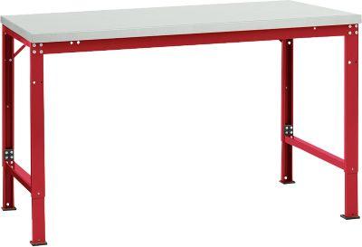 Manuflex Grundtisch UNIVERSAL Spezial, 1500 x 1000 mm, Melamin lichtgrau, rubinrot