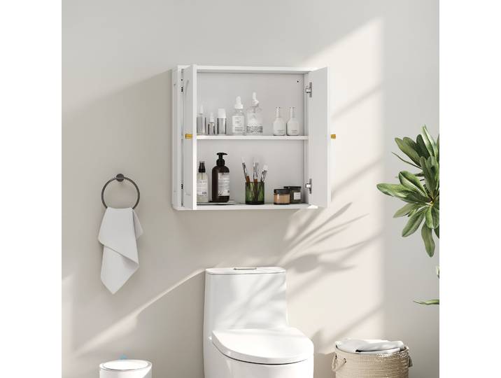 HOMCOM Armoire Murale Salle de Bain Moderne Blanc 60x20x60cm