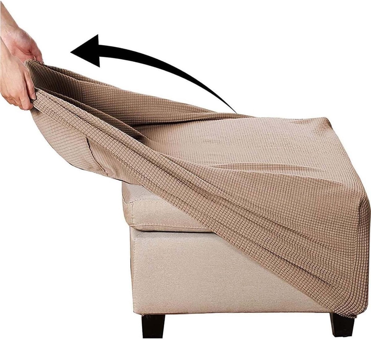 Wasbare stretch poefhoes met antislip bodem voor grote vierkante voetenbank, 60 x 60 cm, kleur #9