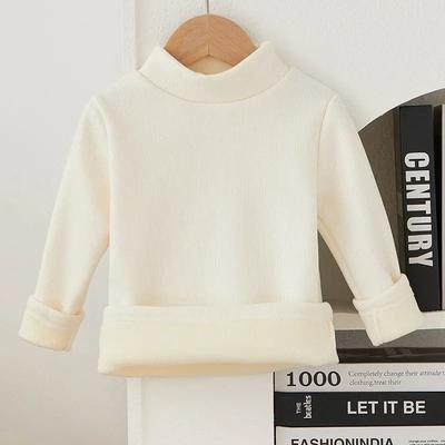 Uplifted Goods Children Long Sleeve Half High Collar T Shirt For Boys And Girls white 8t