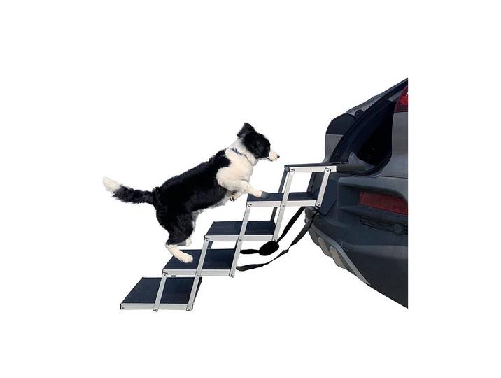 Haustiertreppe SWISSPET Swisspet Aluminium Hundetreppe 5 Stufen , schwarz, B:43cm L:93cm, Rampen, Haustiertreppe
