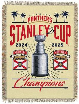 NHL Stanley Cup 2025 Champs Recorded Woven Tapestry Throw Blanket