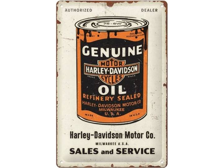 Metalen Bord 20 x 30 cm Harley-Davidson - Genuine Olieblik