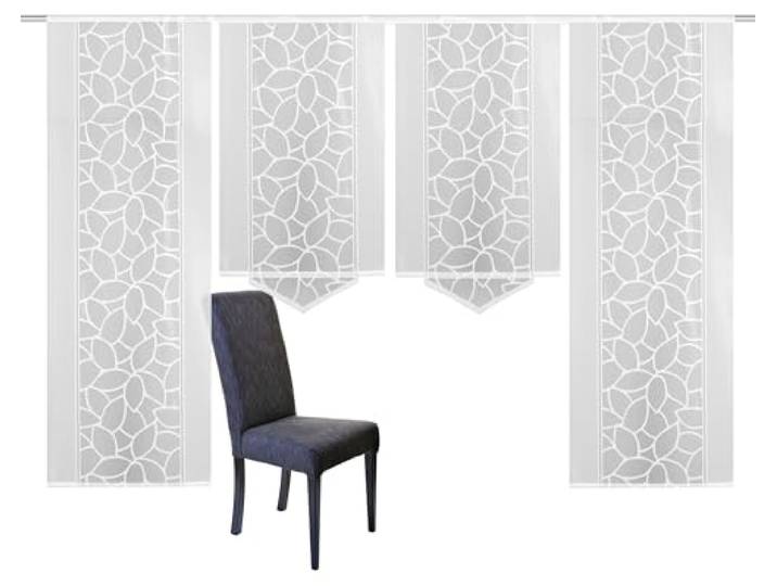 Home Fashion 4er-Set SCHIEBEGARDINEN Jacquard, weiß, 2X 225x57 cm + 2X 125x57 cm