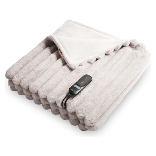 Duux Yentl Striped Elektrisch Warmtedeken 200x200 cm - 9 standen - Grijs (200 x 200 cm) (DXOB02)