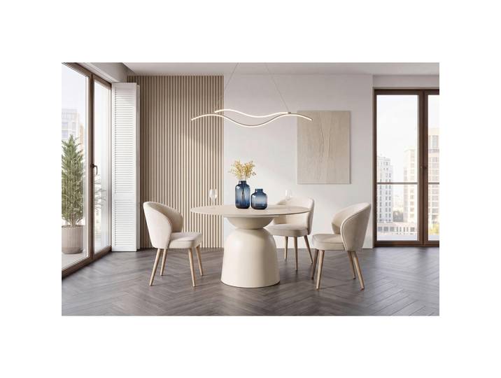 Livetastic Esstisch, Beige, Metall, Stein, rund, Säule, 120x75x120 cm, Esszimmer, Tische, Esstische, Esstische rund