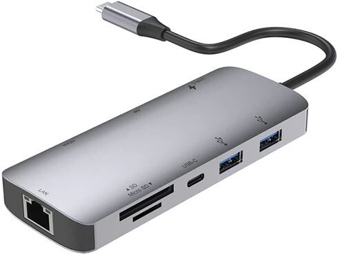 Accsup Hub USB-C PD  9 em 1 100W - Cinzento Escuro