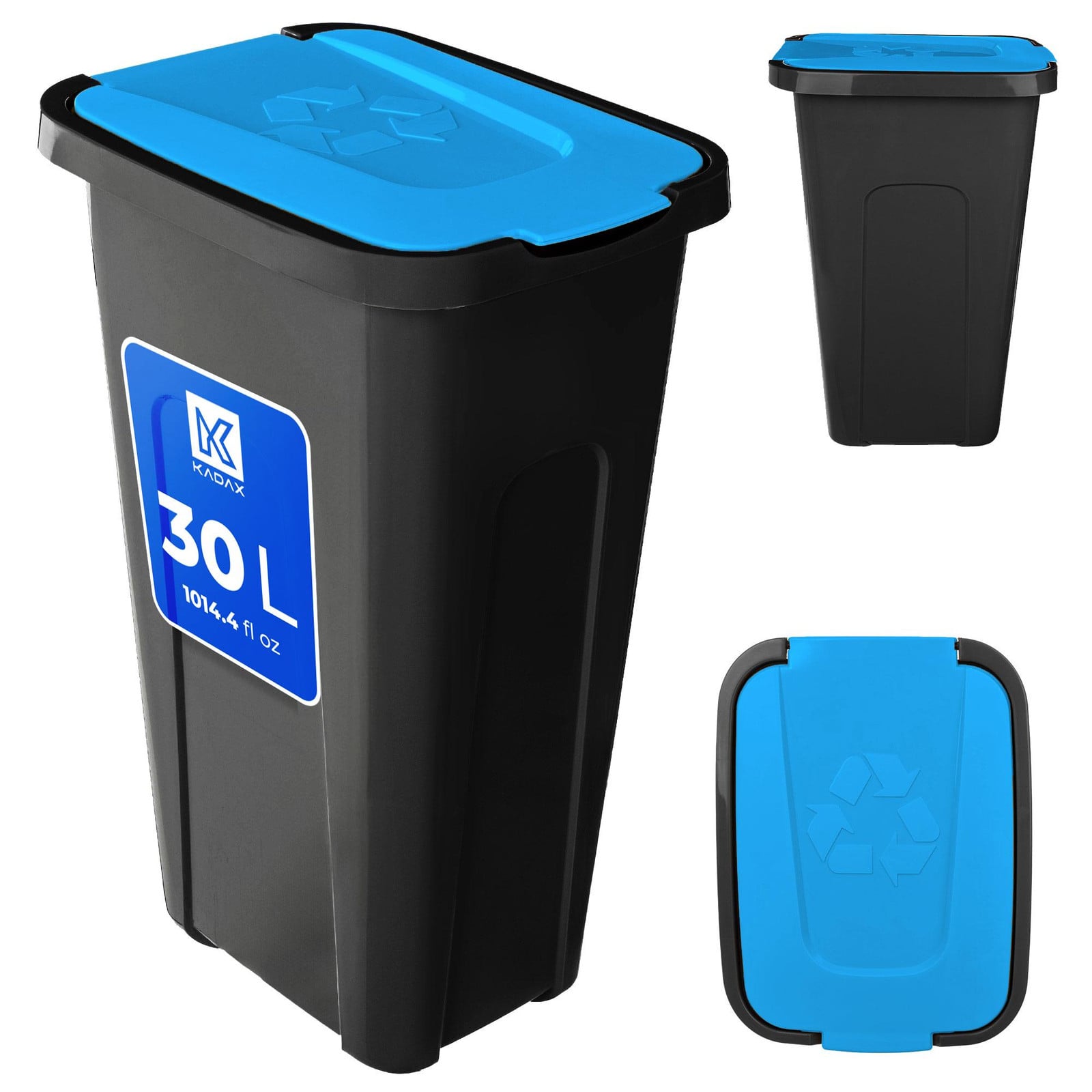 KADAX afvalbak voor afvalscheiding, 30 liter, met deksel, blauw