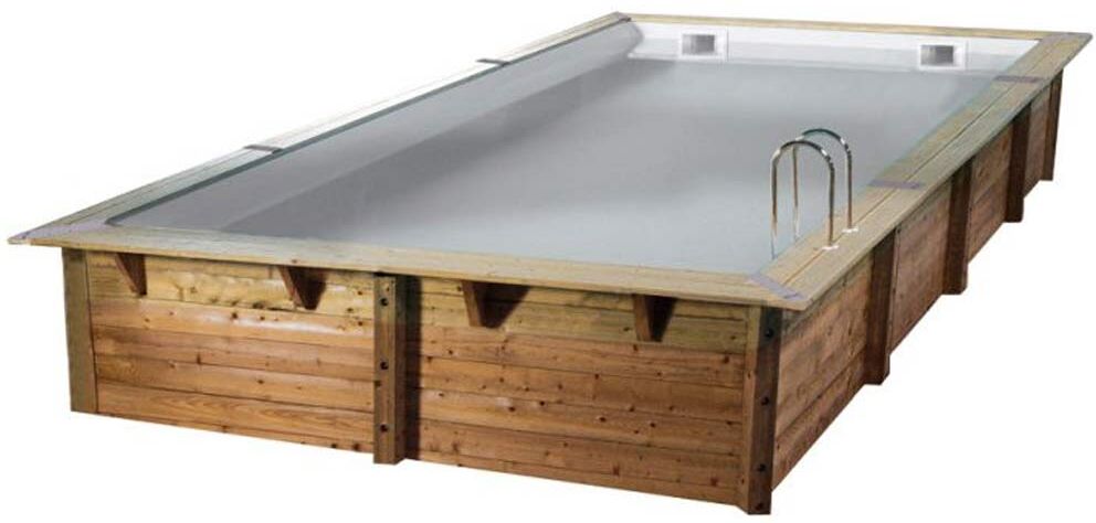 Piscine bois Ubbink LINEA rectangulaire 350x650x140cm liner gris
