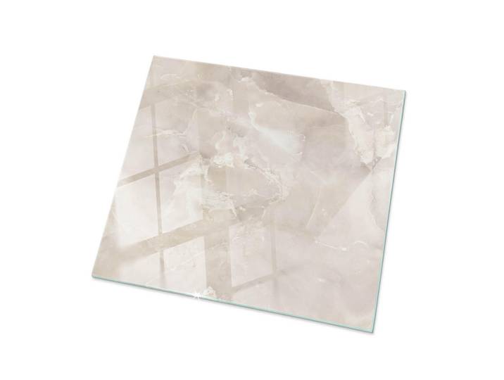 Tulup Glasplatte 50x50 cm Marmorstrukturmuster, Creme, Glas, Quadratisch, 50x50x0.4 cm, Esszimmer, Esstische, Tischsysteme