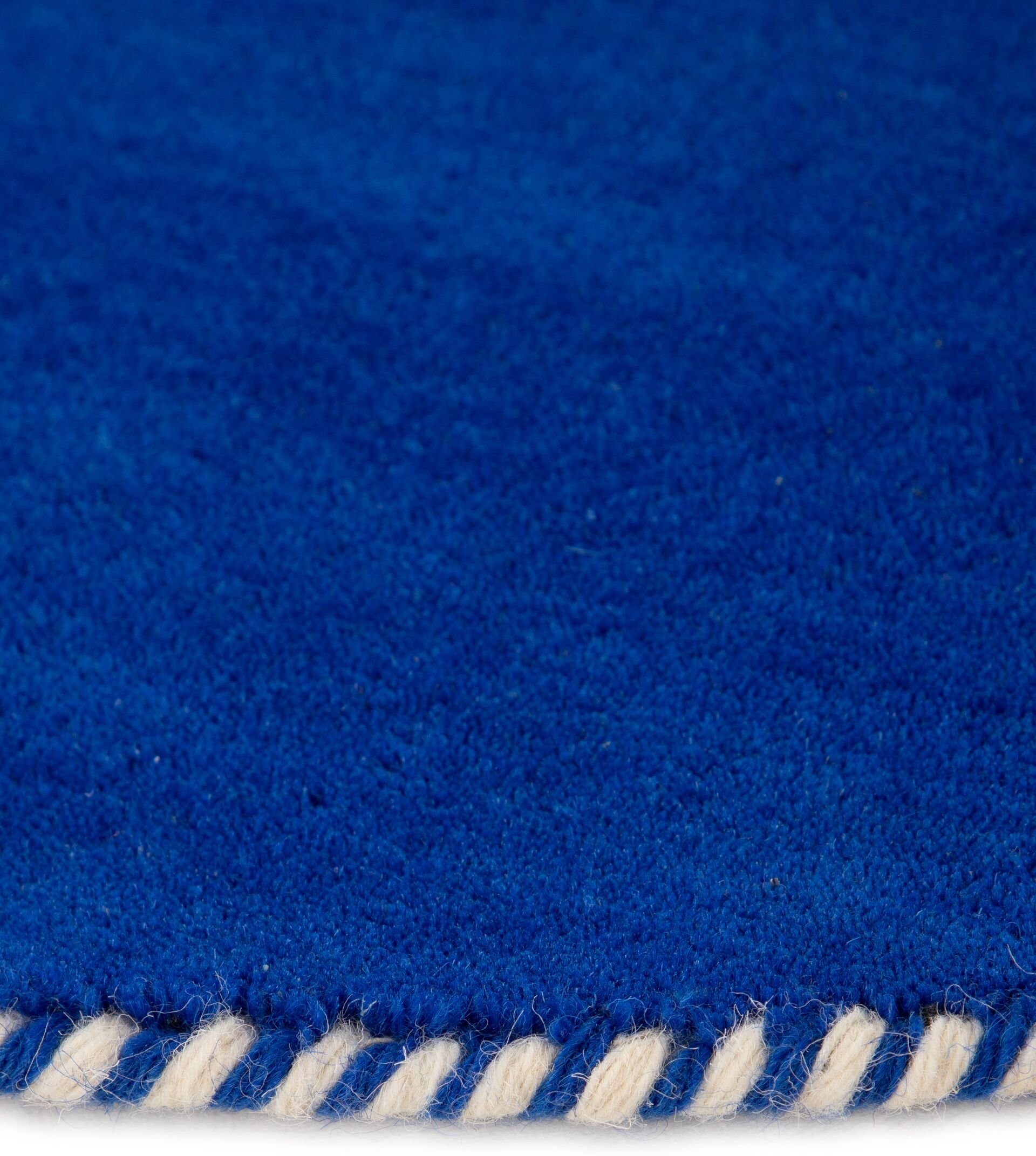 Wollteppich CARPETFINE "Gabbeh Lola Uni", blau, H:14mm Ø:200cm, Wolle, Teppiche, mit natürlichem Pflanzenmaterial von Hand gewebt, auch in Rund