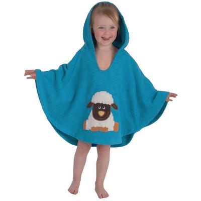 Badeponcho WEWO FASHION "8034" Gr. 110, blau (caribic), 110/116, N-Gr, Frottier, Hausmäntel, Kleinkindponcho
