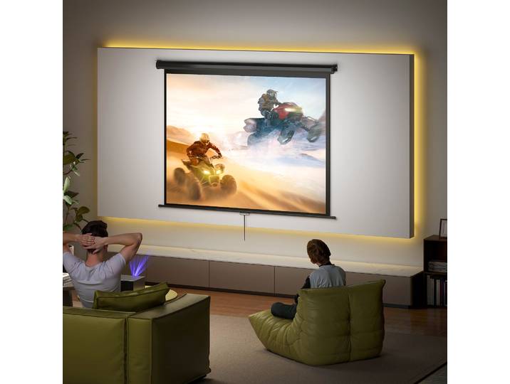 HOMCOM Écran Projection 84 4K HD Fixation Mur/Plafond Noir