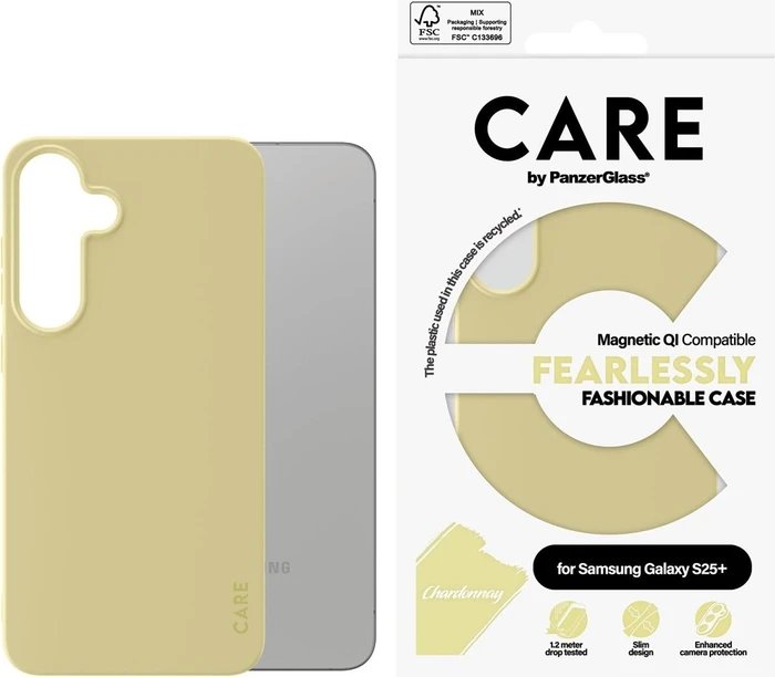 PanzerGlass CARE Handyhülle Samsung Galaxy S25+ Fearlessly grün-gelb (Chardonnay) QI