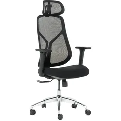 Carmen 7901 Ergonomischer Bürostuhl mit Netzrücken, Kopfstütze und 3D-Armlehnen – Schwarz