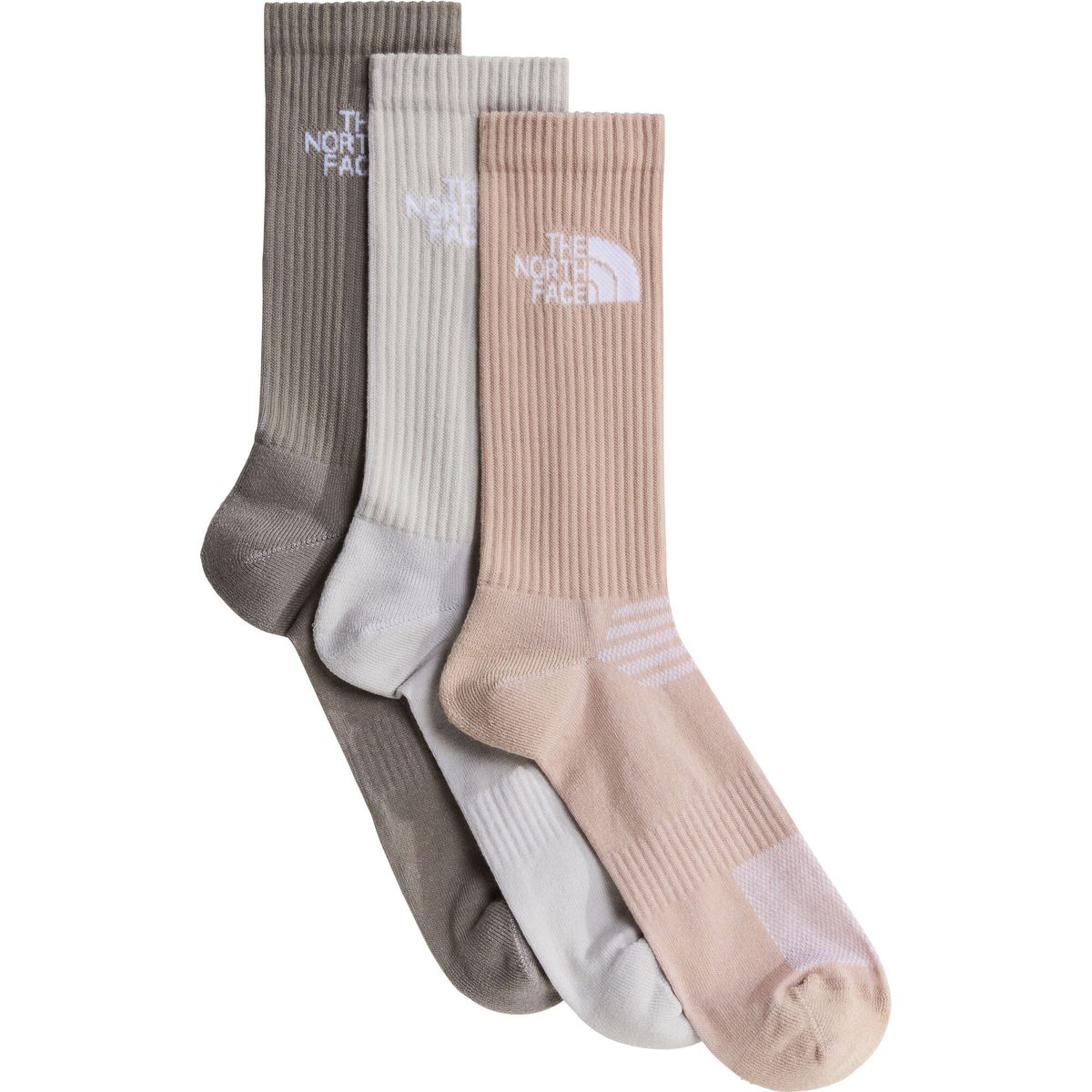The North Face Multi Sport Cush Crew Sock 3P stone slab/timeless tau (0P2) L NF0A882H0P2-L
