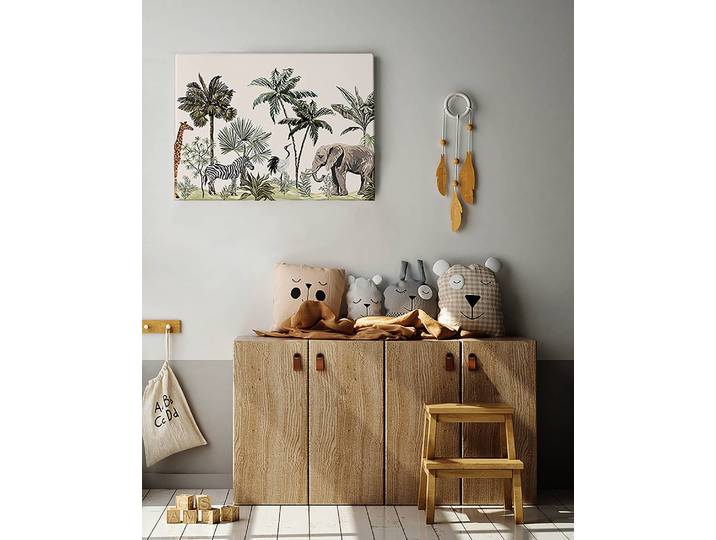Impression sur toile Jungle Animals 40 x 50cm Multicolore