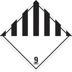 Gefahrzettel, Gefahrgutklasse 9 - Verschiedene gefährliche Stoffe und Gegenstände - 100x100 mm Papier selbstklebend