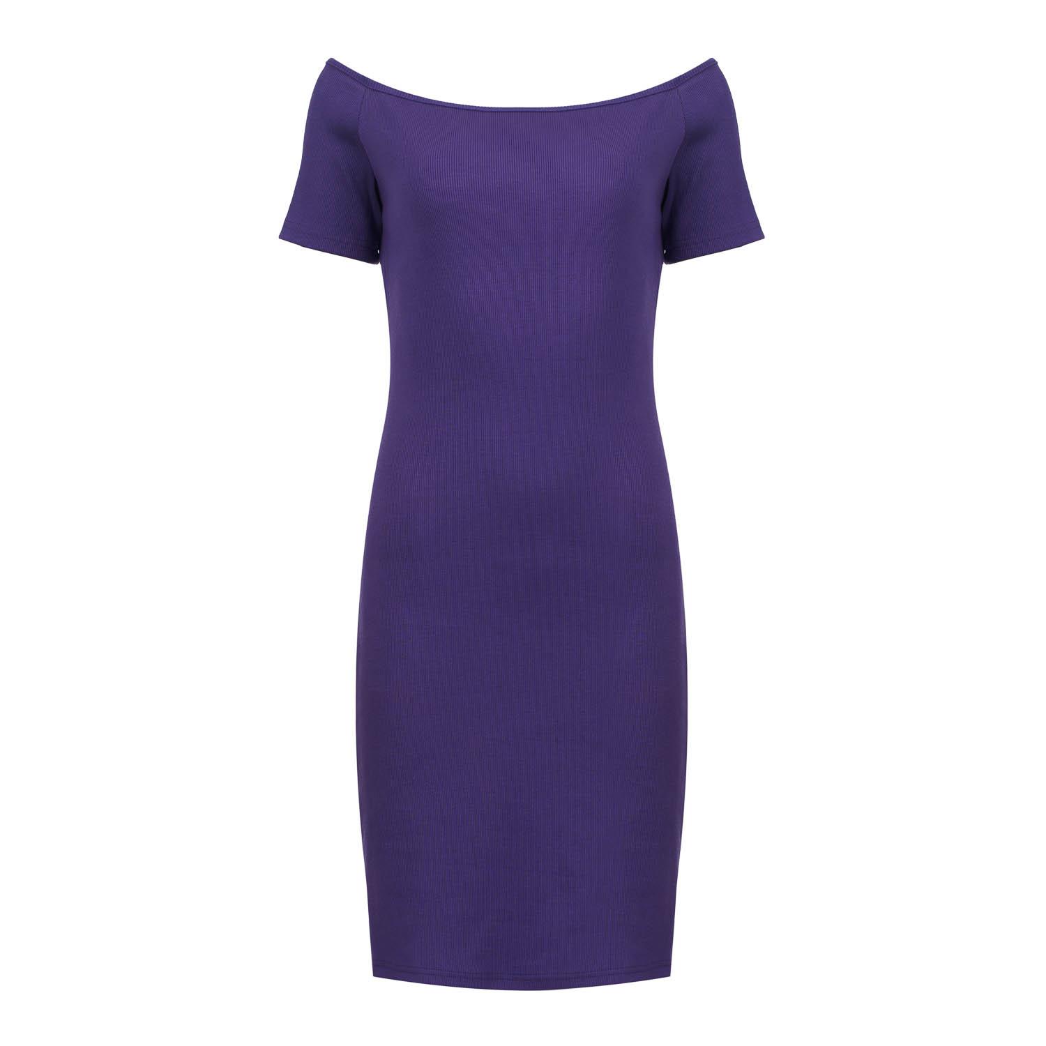 Tief Lila Schulterfreies Enges Kleid