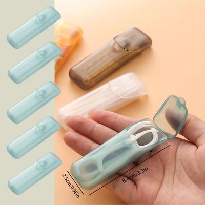 Uplift Essentials Portable Plastic Toothpick Case 5pcs Blue Style C