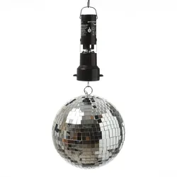SATISFIRE Spiegelkugel Set 20cm Discokugel mit Batteriemotor Partyeffekt