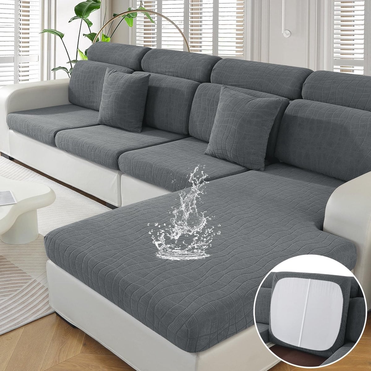Omgoods - Waterdichte elastische bankkussenhoezen - Lichtgrijs